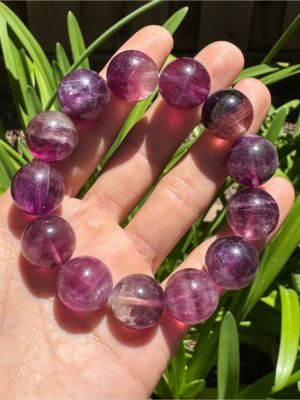 17mm purple fluorite chunky bracelet 1565